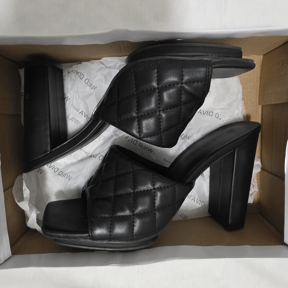Black Quilted Women's Heels